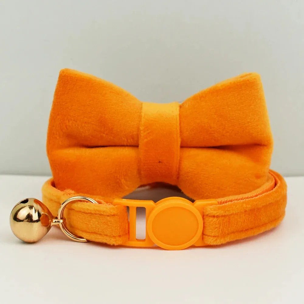 Velvet Cat Collar with Adjustable Safety and Bell