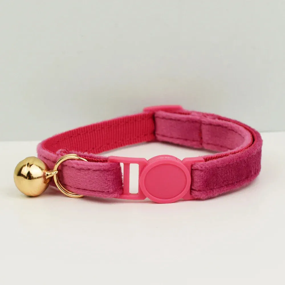 Velvet Cat Collar with Adjustable Safety and Bell