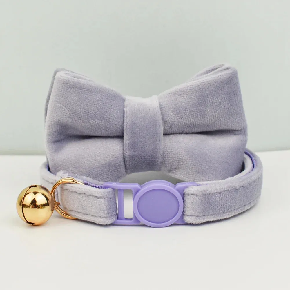 Velvet Cat Collar with Adjustable Safety and Bell