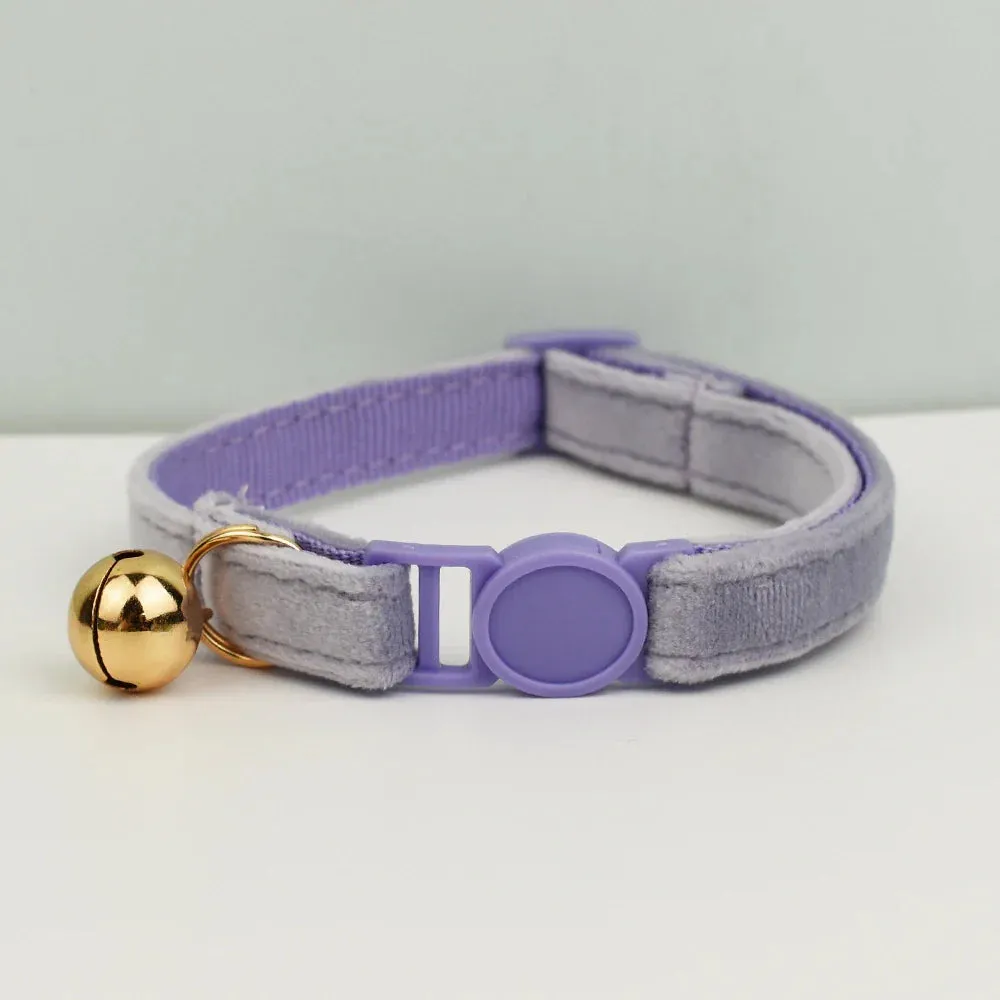 Velvet Cat Collar with Adjustable Safety and Bell