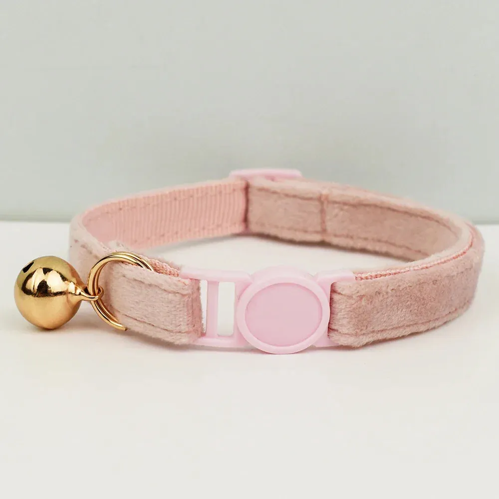 Velvet Cat Collar with Adjustable Safety and Bell