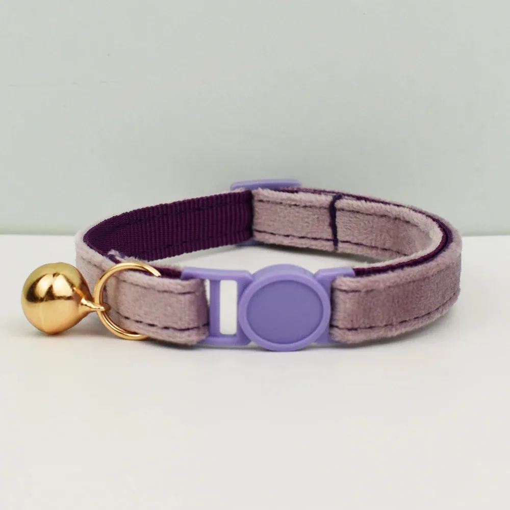 Velvet Cat Collar with Adjustable Safety and Bell