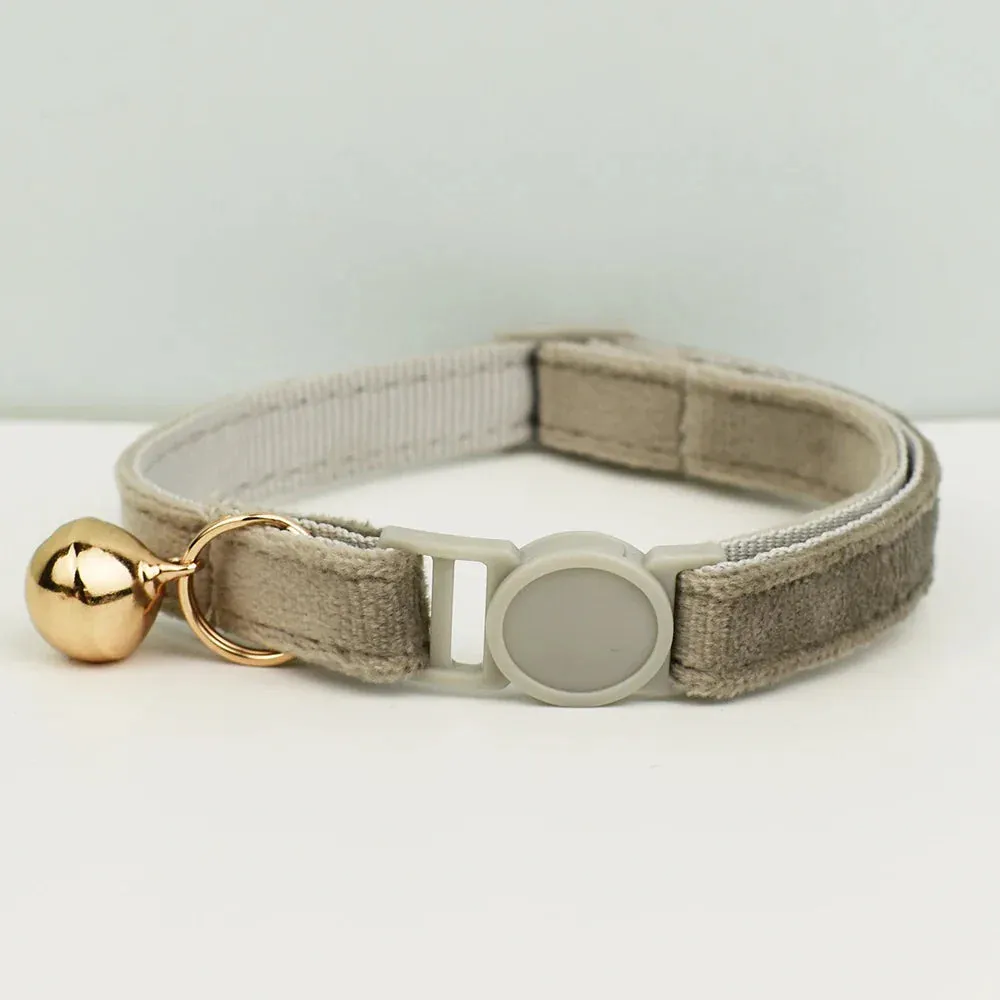Velvet Cat Collar with Adjustable Safety and Bell