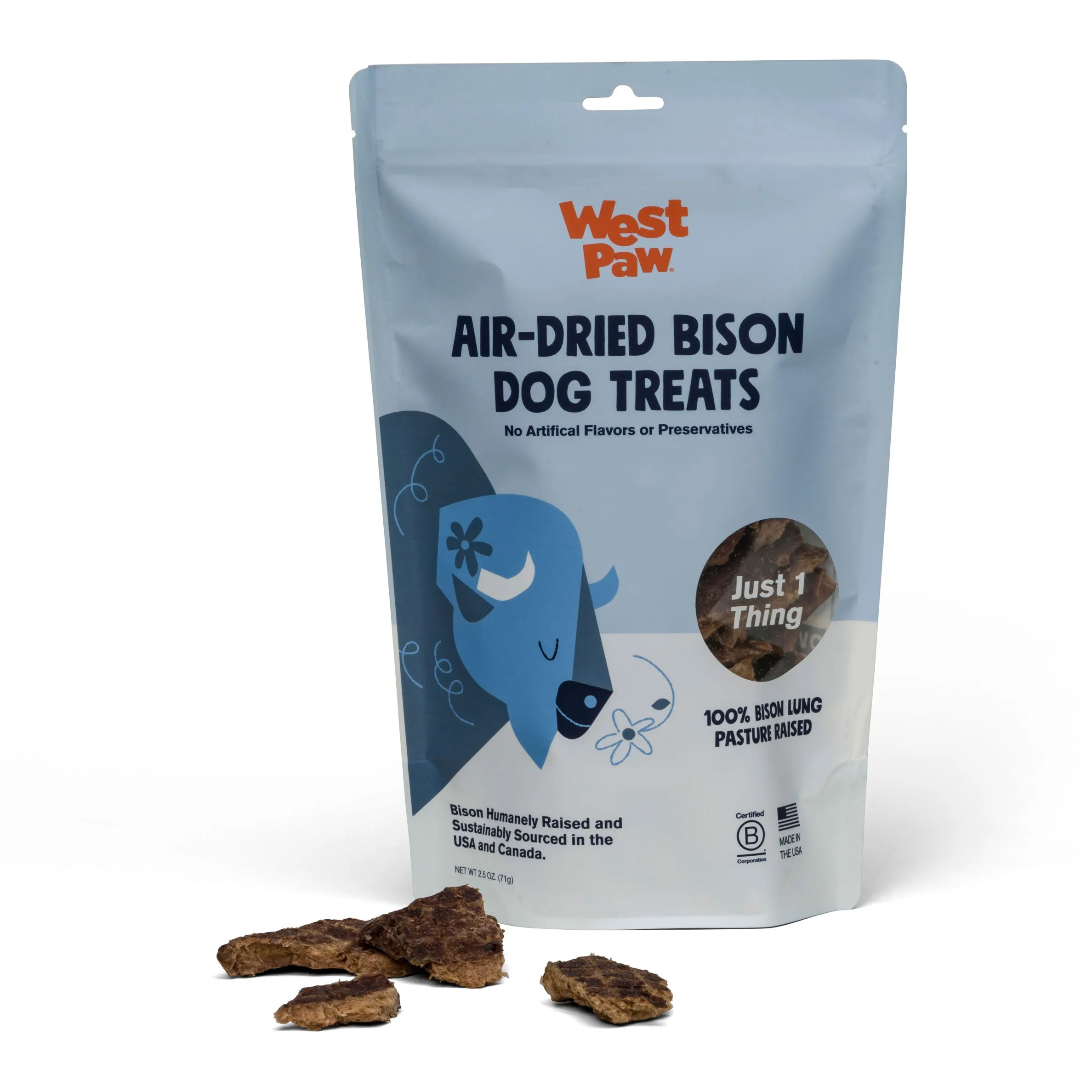 West Paw Air Dried Bison Lung Treats 2.5oz