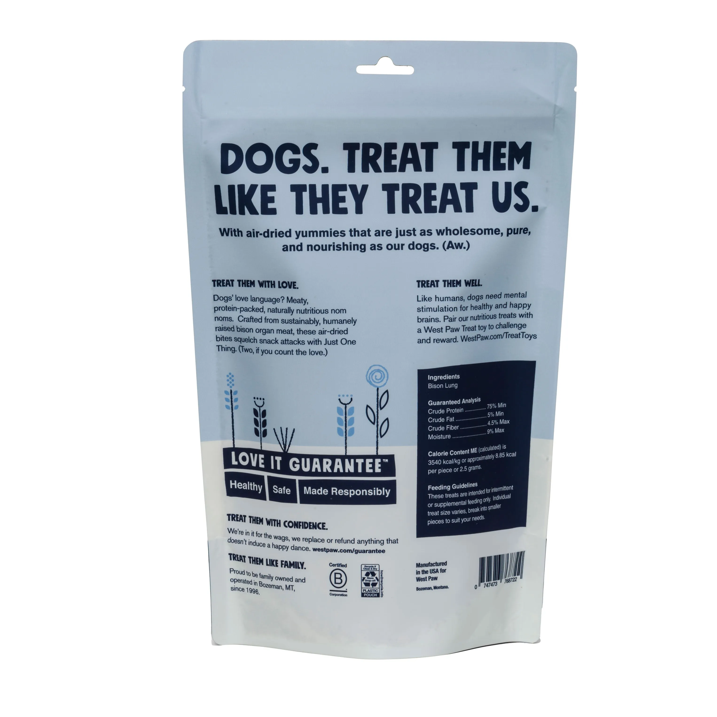 West Paw Air Dried Bison Lung Treats 2.5oz