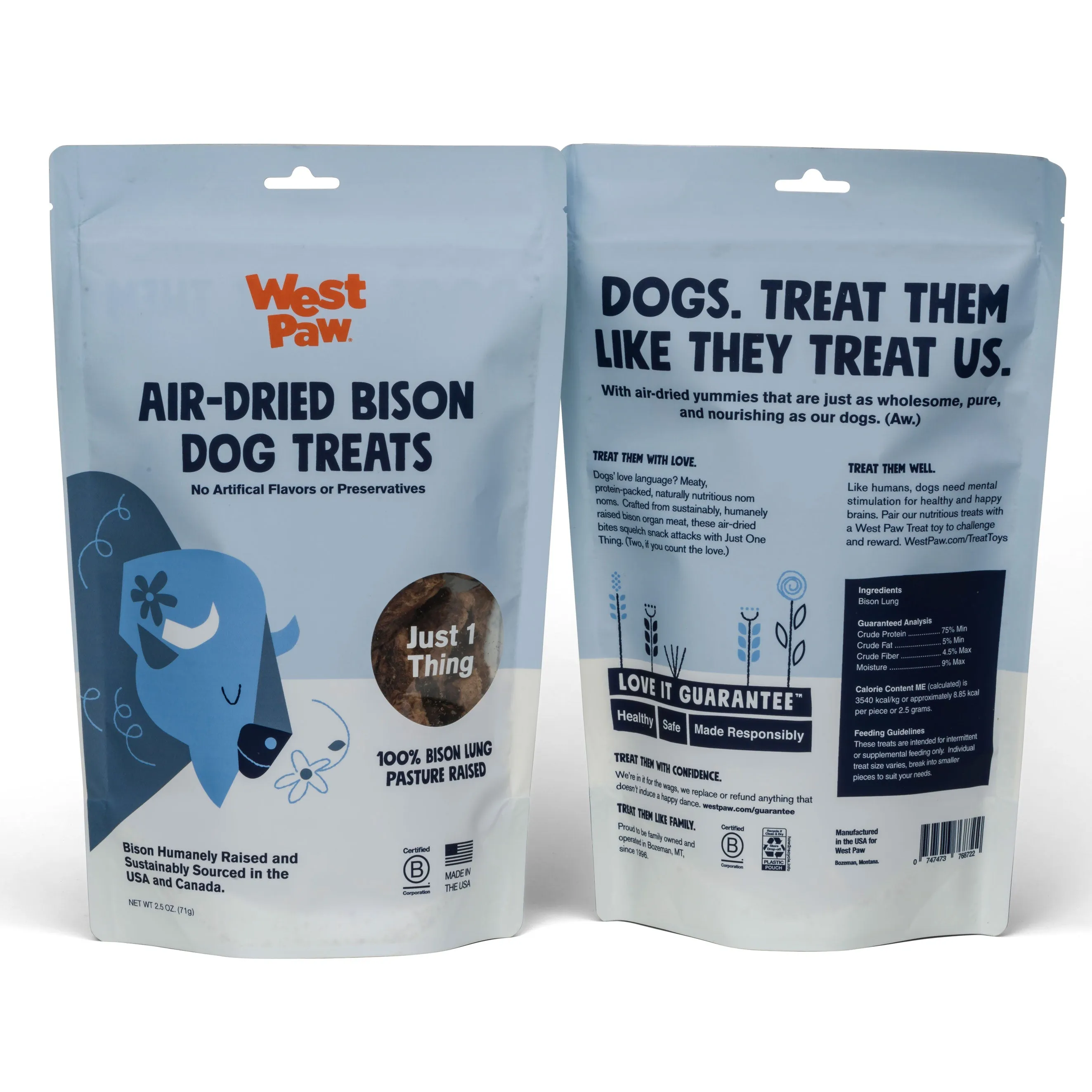 West Paw Air Dried Bison Lung Treats 2.5oz