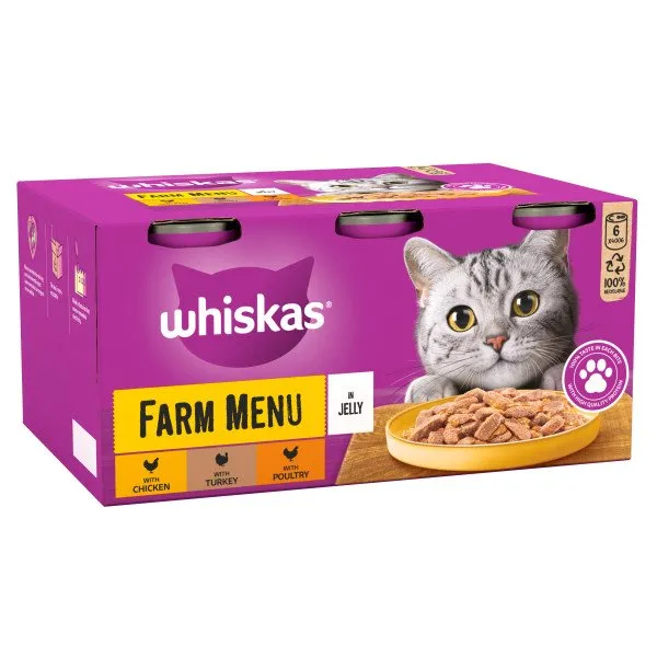 Whiskas 1  Farm Menu Tins in Jelly 6x400g