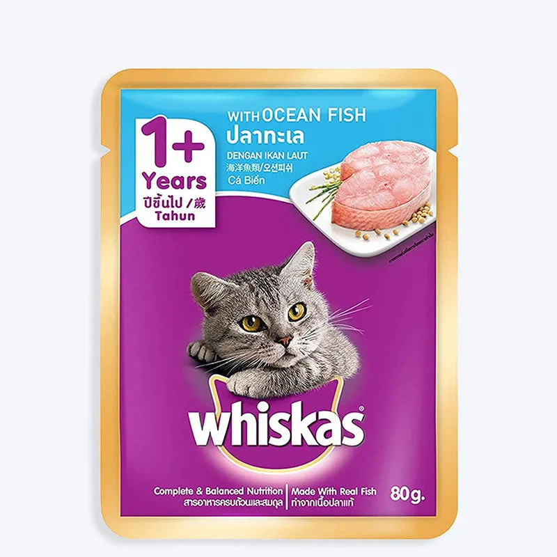 Whiskas Adult (1 Yrs  ) Ocean Fish in Gravy, Wet Cat Food, 85 g