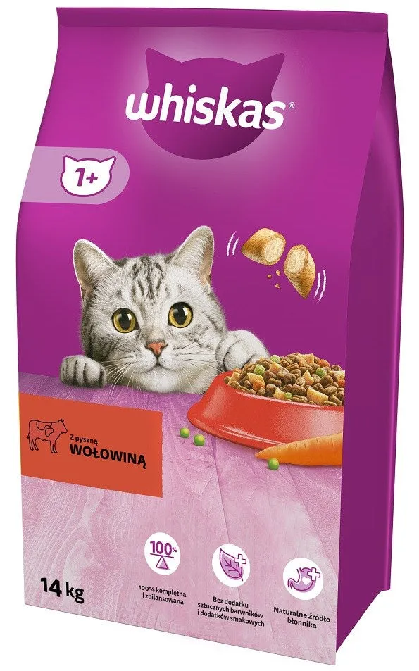 Whiskas Adult Beef - Dry Cat Food - 14 Kg