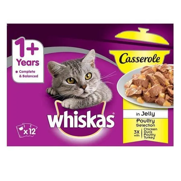 WHISKAS Cat Pouches Casserole Poultry Selection in Jelly