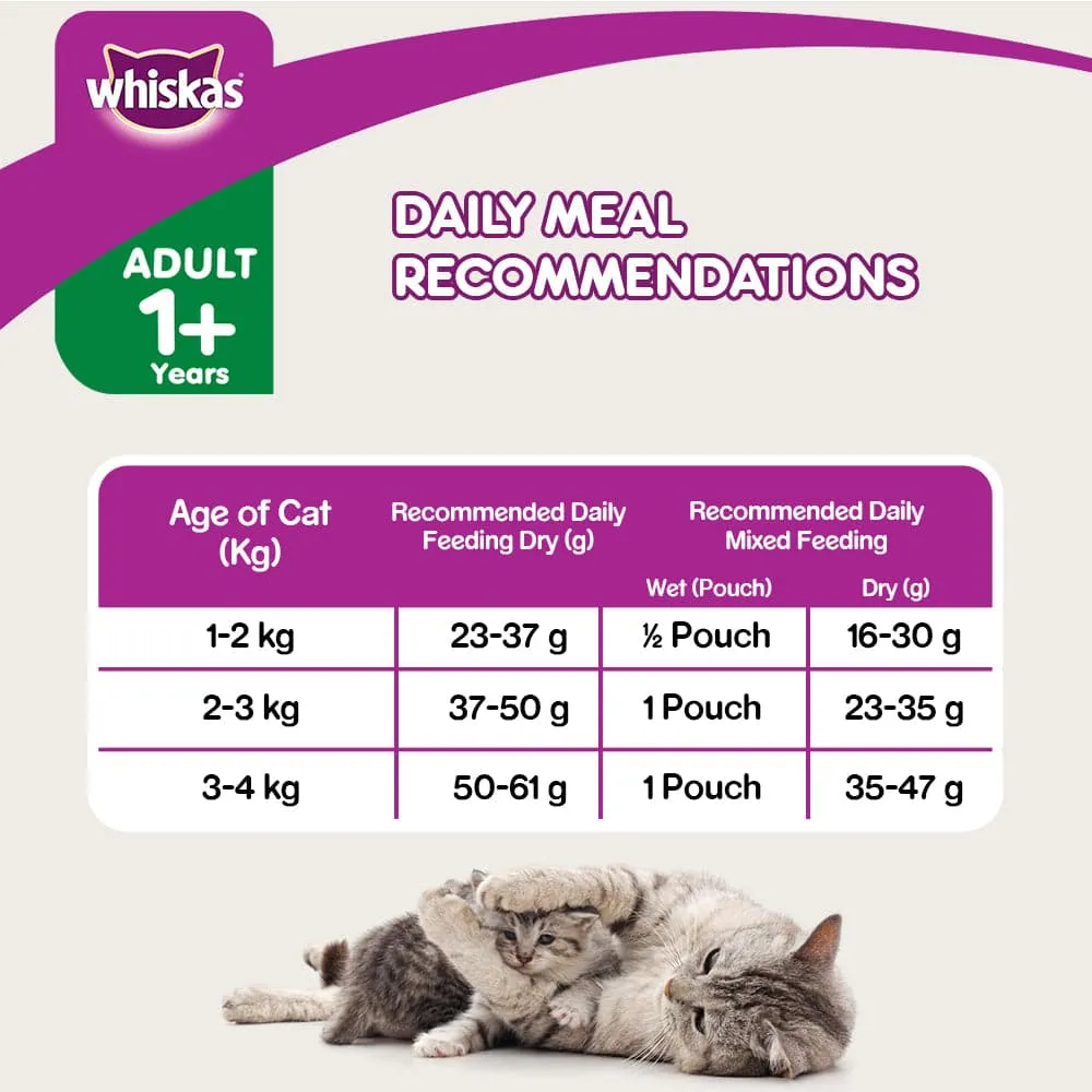 Whiskas Chicken Gravy Adult Cat Wet Food and Tuna Flavour Adult Cat Dry Food Combo