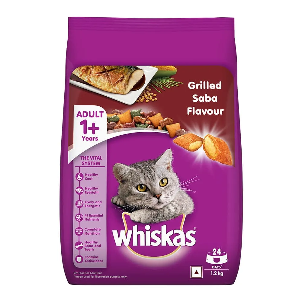 Whiskas Grilled Saba Flavour Adult (1  years) Cat Dry Food