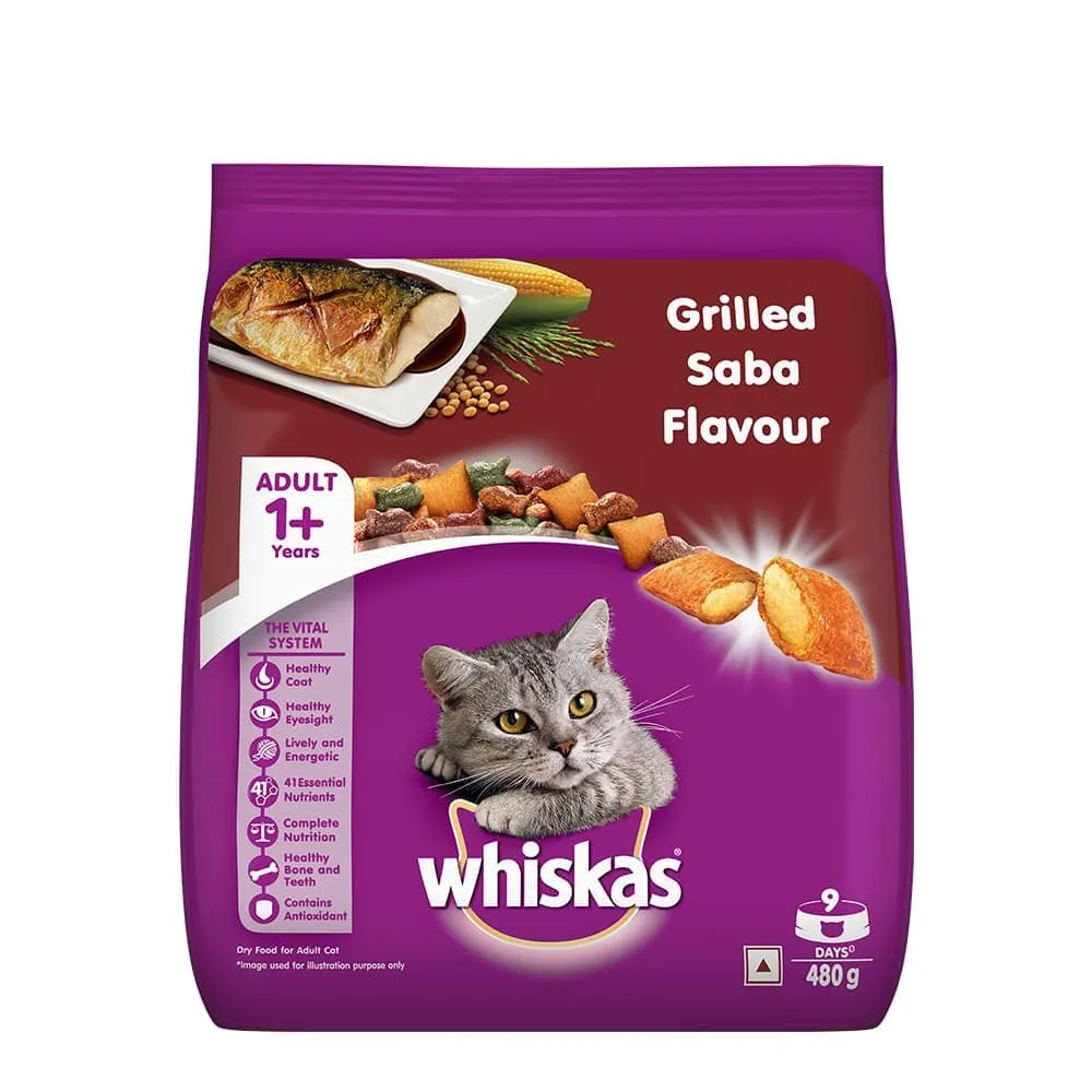 Whiskas Grilled Saba Flavour Adult (1  years) Cat Dry Food