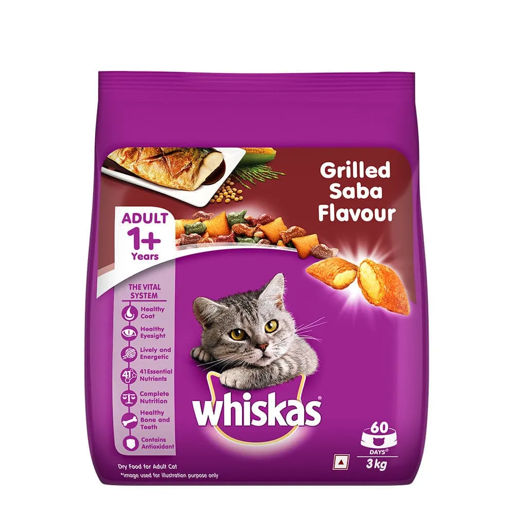 Whiskas Grilled Saba Flavour Adult (1  years) Cat Dry Food