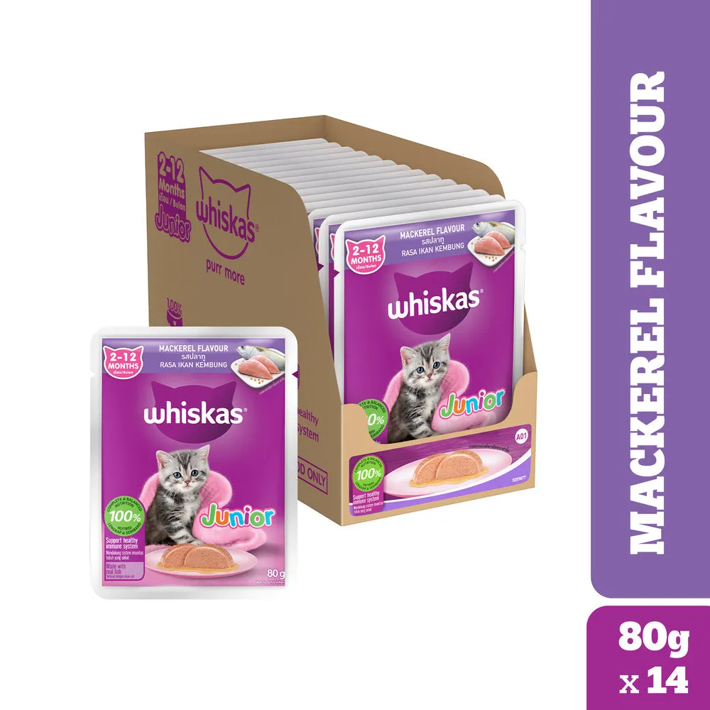 Whiskas Junior Mackerel Flavour Kitten (2-12 months) Cat Wet Food