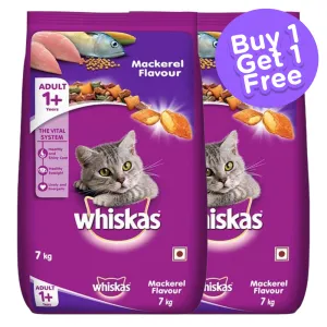 Whiskas Mackerel Flavour Adult Cat Dry Food (Buy 1 Get 1) (Limited Shelf Life)