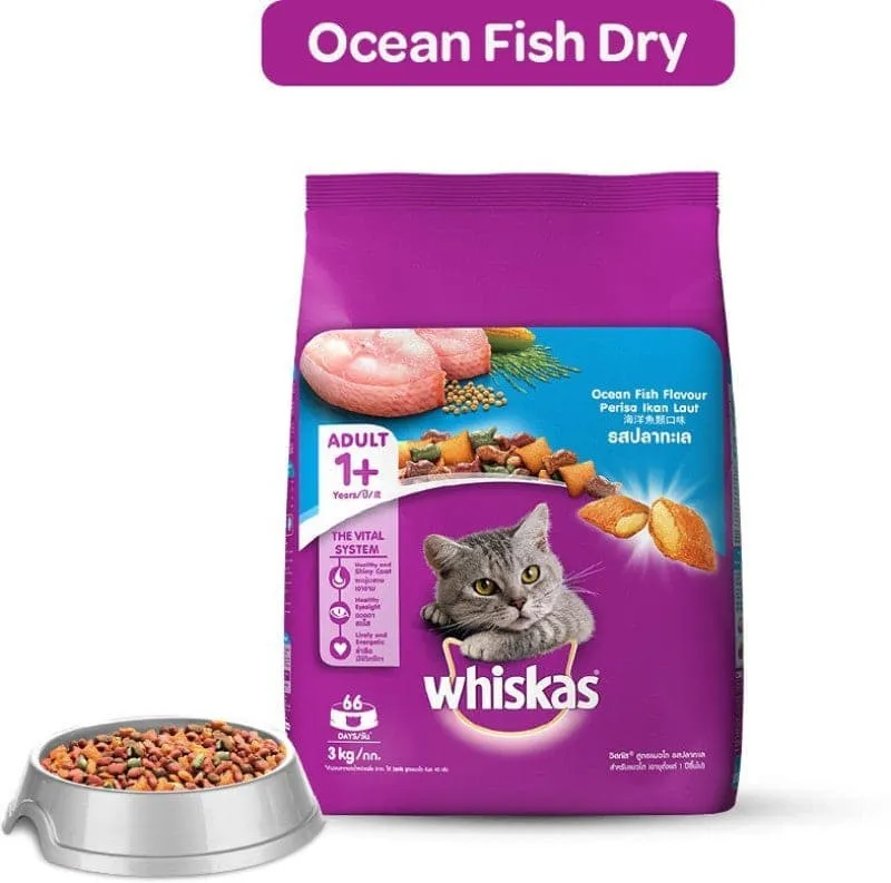 Whiskas Ocean Fish Flavour Adult Cat Dry and Wet Food Combo