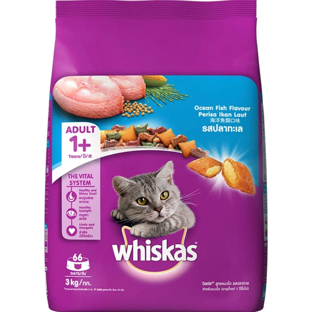 Whiskas Ocean Fish Flavour Adult Cat Dry and Wet Food Combo