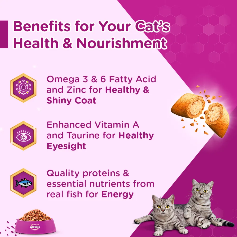 Whiskas Ocean Fish Flavour Adult Cat Dry and Wet Food Combo