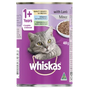 Whiskas Oh So Meaty Cat Adult 1 yrs Mince Lamb Turkey & Vegetables 400g x 24