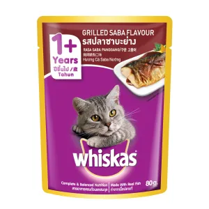 Whiskas Pouch 1  Years (Grilled Saba Flavour) 80g