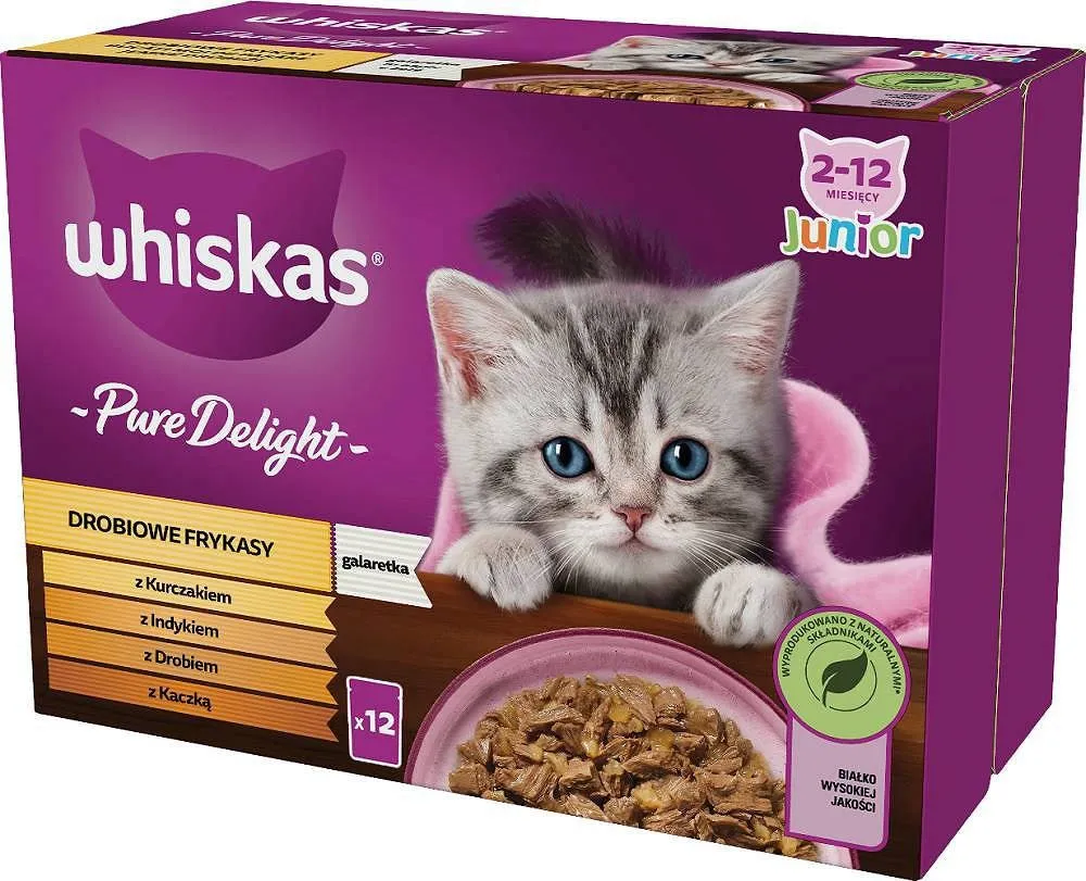 Whiskas Poultry Fritters Junior Poultry, Duck, Turkey, Chicken - Wet Cat Food - 12X85 G
