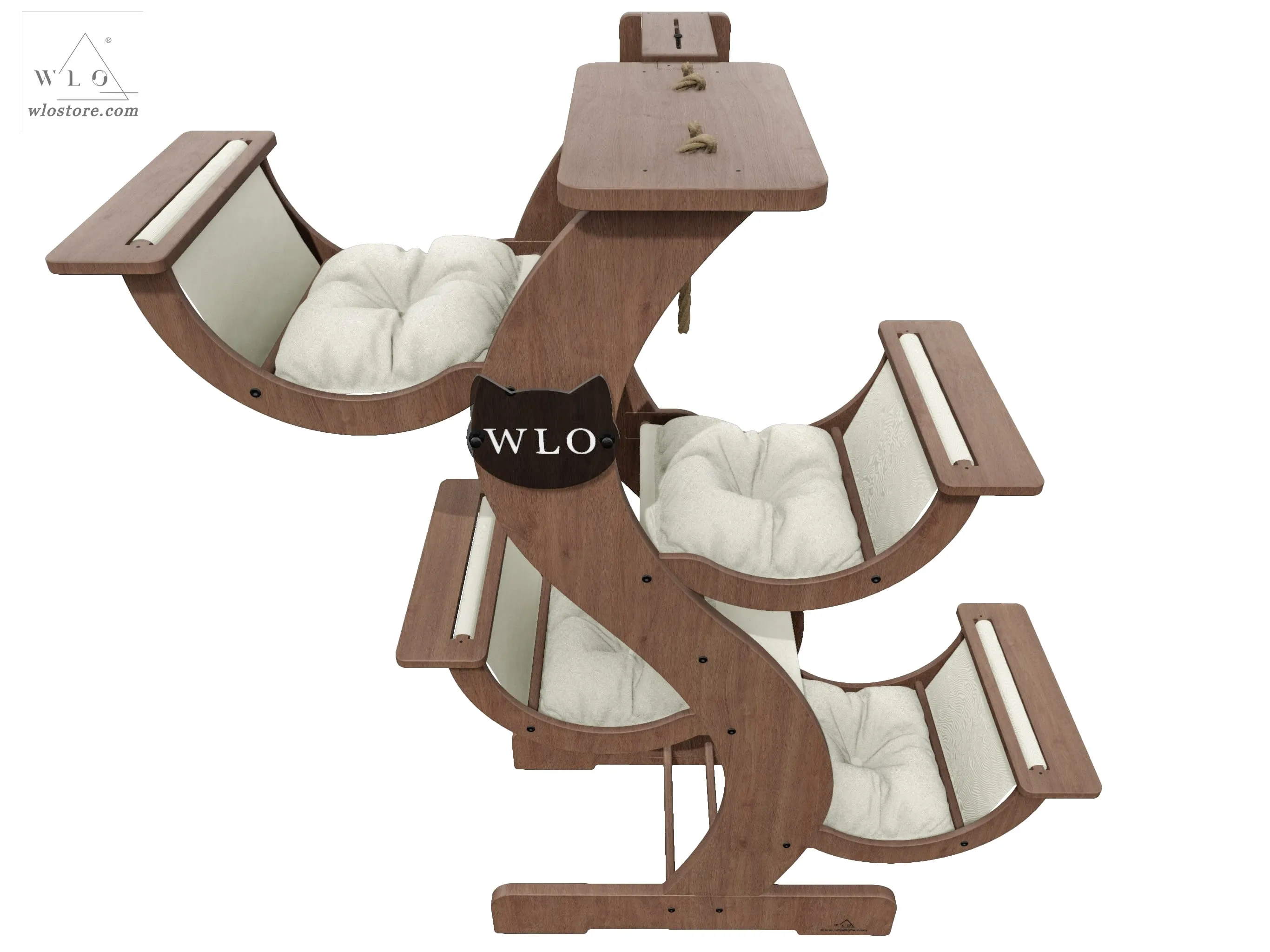 WLO® Walnut Skyline Modern Cat Tree